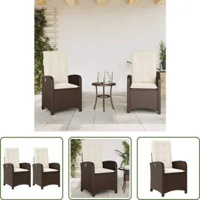 Produktbild von The Living Store Gartensessel mit Kissen 2 Stk. Verstellbar Braun Poly Rattan