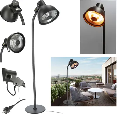 Produktbild von Elektro Terrassen Heizstrahler Ø 50cm 3 Heizstufen Stehend 2000W Terrassenstrahler Wärmestrahler Heizpilz Terrassenheizstrahler Wärmepilz