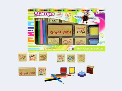 Produktbild von Toi-toys Stempelset mit Buntstiften
