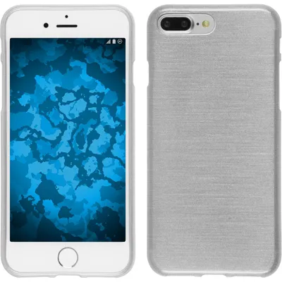 Produktbild von PhoneNatic Case kompatibel mit Apple iPhone 7 Plus / 8 Plus - weiß Silikon Hülle brushed + 2 Schutzfolien