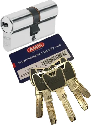 Produktbild von ABUS XP20S Doppelzylinder Länge (a/b) 35/50 (c=85mm) mit Sicherungskarte und 5 Schlüssel mit Design-Clip, Not-u. Gefahrenfunktion und SKG** Bohrschutz