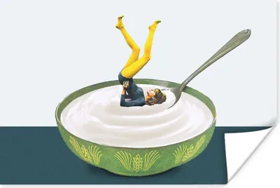 Produktbild von MuchoWow® Poster Joghurt - Yoga - Retro 120x80 cm - Bilder