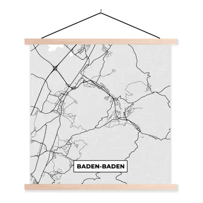 Produktbild von MuchoWow® Textilposter Deutschland - Baden-Baden - Karte - Stadtplan - Wegbeschreibung 40x40 cm mit holzfarbenen Rahmen - Posterleiste