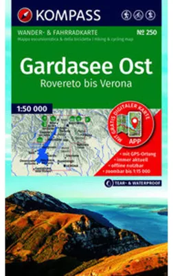 Zdjęcie produktu dla Mapa turystyczna KOMPASS 250 – Jezioro Garda (wschód), od Rovereto do Werony, skala 1:50 000