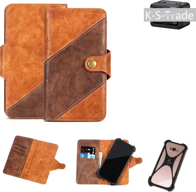 Produktbild von K-S-Trade Handy-Hülle Schutz-Hülle Bookstyle Case Wallet-Case kompatibel mit Samsung Galaxy A8 (2018) Handy Cover Bumper Kantenschutz Smartphone