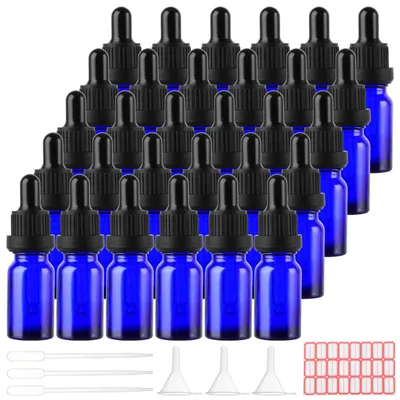 30 Pipettenflaschen 10 ml, Glas, Blau