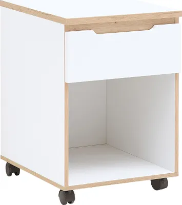 Produktbild von Rollcontainer mit 1 Schublade, weiß mit Eiche, MANRESA-36