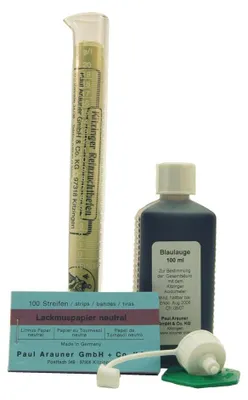 Produktbild von Acidometer Set zur Bestimmung der Gesamtsäure mit Blaulauge, Zylinder und Lackmuspapier