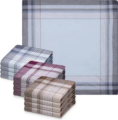 Productafbeelding van Ibenzoa® 12-delige set herbruikbare katoenen zakdoekjes voor heren, 100% katoen, 40 x 40 cm, verkrijgbaar in verschillende kleuren