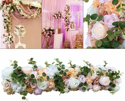 Produktbild von Künstlicher  Blumenstrauß für Hochzeit Seidenblume Wandpaneel gefälschter Blumen-Reihen