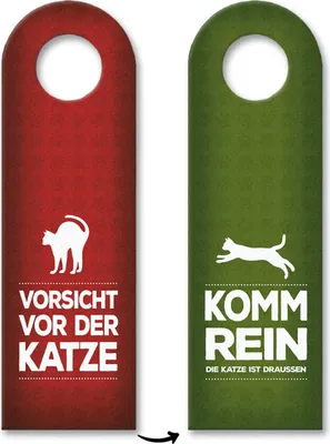 Produktbild von Vorsicht vor der Katze oder Komm rein Türhänger in rot-grün Katzen Kater Tier