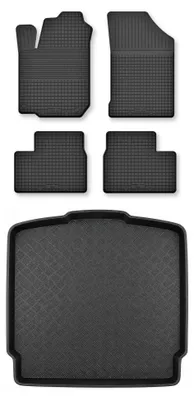Zdjęcie produktu dla Dywaniki gumowe + mata bagażnika do Toyota Auris II 2012-2018 (kombi, dolny poziom podłogi) – czarne, dobierane – Wielganizator Semi-Universal