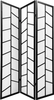 Produktbild von Fine Asianliving Paravent Japanische Trennwand Shoji B135xH180cm Raumteiler Schwarz - Kato