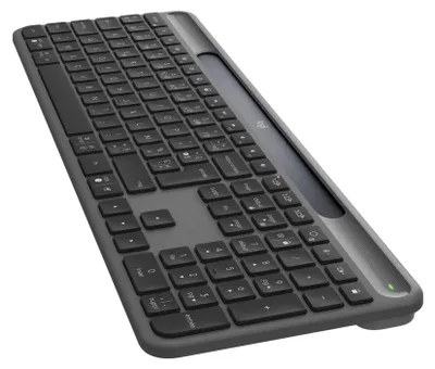 Imagen del producto de Logitech Signature Slim Solar + K980 para empresas, tamaño completo (100%), inalámbrico, tecnología inalámbrica RF + Bluetooth, mecanismo de teclas de tijera, distribución AZERTY, color grafito