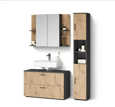 Produktbild von Badmöbel-Set Livinity Ronco Anthrazit/Artisan-Eiche 3-teilig, Model 62276