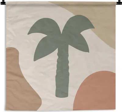 Produktbild von MuchoWow® Wandteppich Wandbehang Palme - Pastell - Sommer 150x150 cm Tapisserie Dekoration Wandtuch - Wohnaccessoires - Modernes