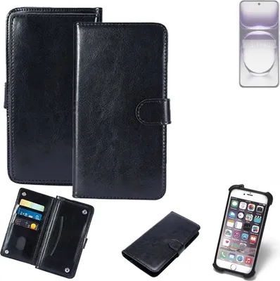 Produktbild von K-S-Trade 360° Hülle kompatibel mit Oppo Reno12 PJV110 schwarz Kunstleder Case BookCase WalletCase Kunstlederederhülle Handyhülle, Rundumschutz