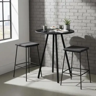 Produktbild von Moderner Bistrotisch - Esstisch / Cafétisch - 60 x 107,5 cm - Pulverbeschichtete Stahlbeine - Schwarz