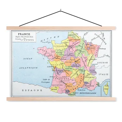 Obrázek produktu pro MuchoWow® Textilní plakát - Stará mapa Francie - 150x100cm - S hnědými lamelami