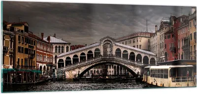 Produktbild von Bilder auf glas - Venedig Brücke Wasser Stadthäuser - 100x40cm - Glasbilder - Wandbilder - Kunstdruck - Wanddekoration aus Glas - Glas Bilder - Wandbild auf Glas - GAB100x40-0339