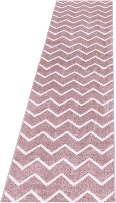 Produktbild von Teppich Läufer Wohnzimmer Rosa 80x250 Chevron-Design aus Polypropylen