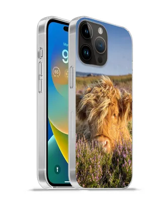 Produktbild von MuchoWow® Handyhülle Schutzhülle Hülle für Apple iPhone 14 Pro Max Schottische Highlander - Heide - Gras - Tiere Silikon Softcase Handy Hülle - Hardcover
