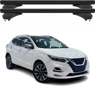 Image de Barres de toit Menabo pour Nissan Qashqai J11 2014-2021, aluminium noir, 2 pièces
