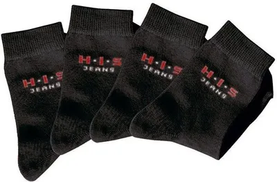 Produktbild von H.I.S. Basicsocken Kinder Damen Herren Socken natürliche Baumwolle 4 -teilig schwarz Größe 39/42