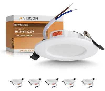Produktbild von 6x LED Einbaustrahler ø94x23mm programmierbar Farbtemperatur Panel weiß SEBSON, KI-generiertes Bild