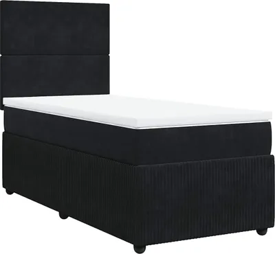 Image de vidaXL Lit boxspring avec matelas noir 80x200 cm velours