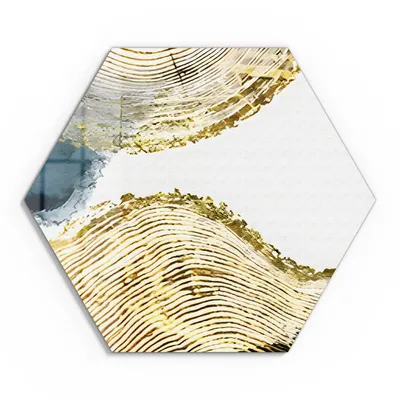 Produktbild von DEQORI Glasbild Echtglas 40x35 cm 'Goldene Jahresringe' Wandbild Bild modern Deko
