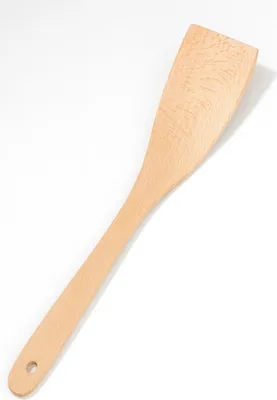 Produktbild von Holzspatel gebogen breit 31 cm | Küchenspatel aus Holz | Flacher Pfannenwender zum Braten | Pfannenwender | Küchenzubehör