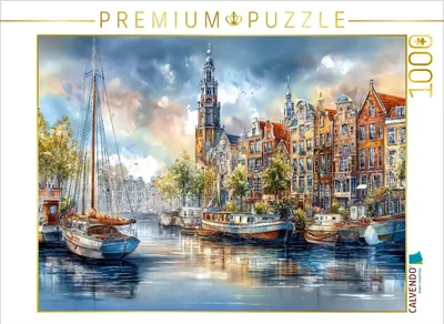 Produktbild von CALVENDO Puzzle Amsterdam - Grachtenimpression | 1000 Teile Lege-Größe 64x48cm Foto-Puzzle für glückliche Stunden