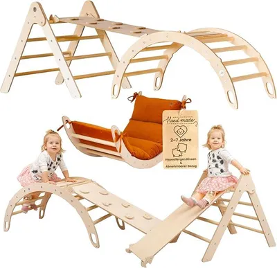 Imagen del producto de Conjunto Silecomplaza: Estructura de escalada triangular, barra de escalada y tobogán/rampa de escalada