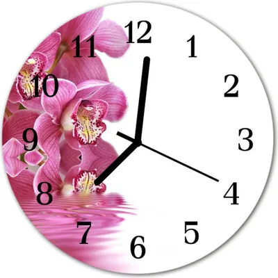 Produktbild von Glasuhr Wanduhr Küchenuhr Echt-Glas 30fi cm Orchidee rosa