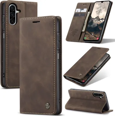 Produktbild von Hülle für Samsung Galaxy A26 Retro Kunstledertasche mit Standfunktion Schutzhülle Kaffee