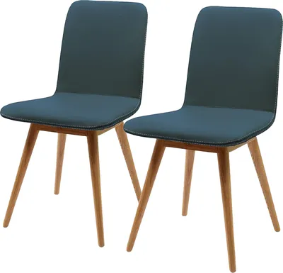 Produktbild von home24 Polsterstuhl - 2er-Set - Eiche Massiv / Echtleder