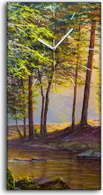 Produktbild von Wohnzimmer-Bild Leinwand Uhr Geräuschlos 30x60 groß Malerei Landschaft - weiße Hände