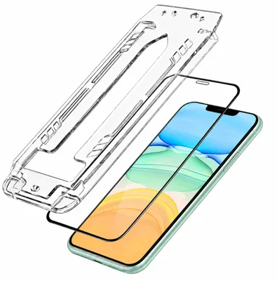 Produktbild von 3mk, 2er Set Panzerglas für iPhone 11 mit Applikatorrahmen, Schwarz / Transparent
