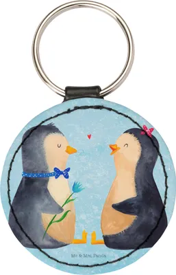 Produktbild von Mr. & Mrs. Panda Schlüsselanhänger Pinguin Pärchen - Eisblau - Geschenk, Anhänger, Liebe, Pinguine, Verknallt, mini, Hochzeitstag, Taschenanhänger, Hochzeitsgeschenk