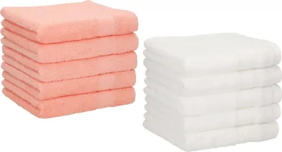 Produktbild von Betz 10 Stück Seiftücher Seiftuch Seiflappen Set Palermo 100% Baumwolle Größe 30x30 cm Farbe weiß und apricot