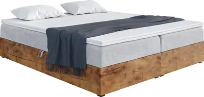 Produktbild von MEBLINI Boxspringbett mit Bettkasten - Gepolstert Doppelbett mit Matratze und Topper - Polsterbett mit Stauraum - Bett mit Kopfteil - Stauraumbett - LOFTY BOX - 160x200 - H4/Hellgrau Samt