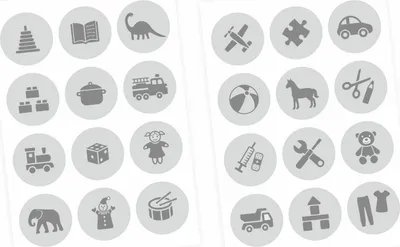 Produktbild von Möbelaufkleber Ordnungssticker für Spielzeug GRAU