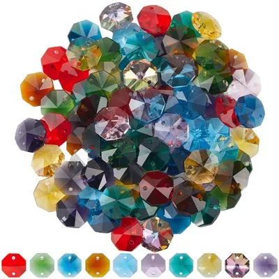 Produktbild von 120 Stück Bunte Kristallglas-Oktagonperlen für DIY