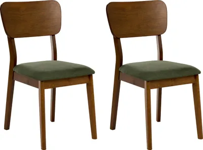 Obrázek produktu pro BELIANI Sada 2 jídelních židlí zelená kaučukové dřevo polyester čalouněný sedákem tmavé dřevo