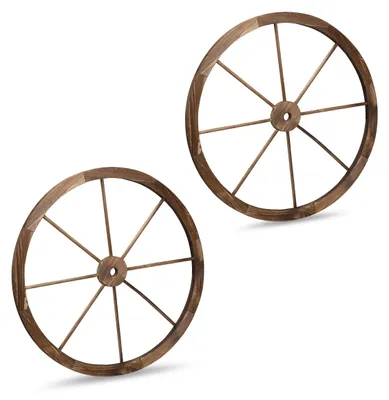 Immagine prodotto di Ruote in legno vintage, set di 2, ideali per la decorazione del giardino