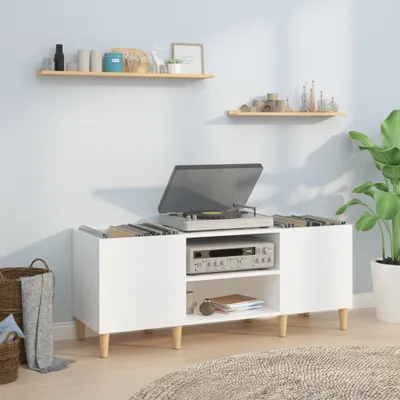 Produktbild von The Living Store Plattenschrank Hochglanz-Weiß 121x38x48 cm Holzwerkstoff