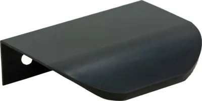 A black corner handle for furniture, shown from a diagonal angle against a white background.