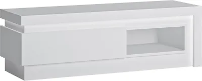 Produktbild von Wohnzimmer TV Lowboard mit Beleuchtung in weiß Hochglanz LYNDHURST-129, B/H/T ca. 130,5/42/42 cm
