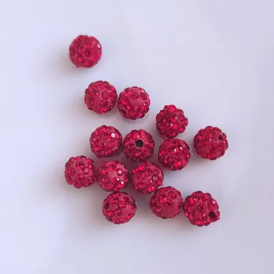 Immagine prodotto di Perline Shamballa, glitter, 10 mm, 10 pezzi, rosso